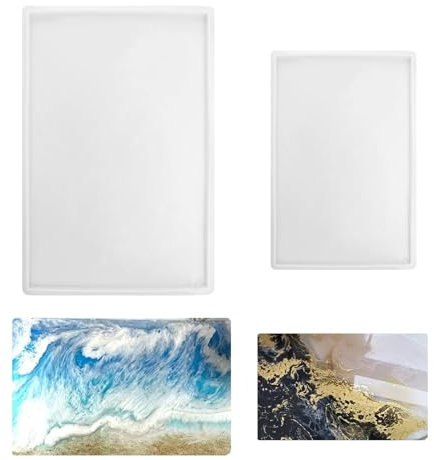 Epoxidharz Formen Große Silikonform Tablett Rechteckig Kleine Tray Silikonformen Resin Mold Tee Tablett Obsttablett Silikonform Epoxy DIY Dekorative Tabletts für Handgefertigte Projekte 2 Stück