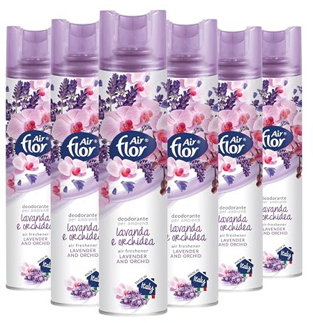 AIR FLOR - Profumatore Spray, Lavanda e Orchidea, 6 x 300 ml | Per ambienti, a base acquosa