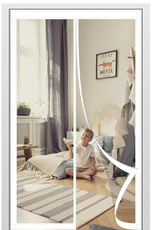 Mosquitera Magnetica 159 x 225 cm Mantiene El Aire Fresco en El Interior Mosquitera Magnética Puerta Fácil Instalación sin Taladrar para Puertas Correderas/Terraza, Blanco