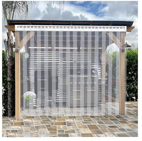 Qulamrdk Kit de Tiras de Cortina Transparentes, Cortina de Lamas de PVC Transparente Cortinas PVC Adecuado para Establos de Garaje del Patio, Fácil de Limpiar(180x260cm/70.86x102.3in)