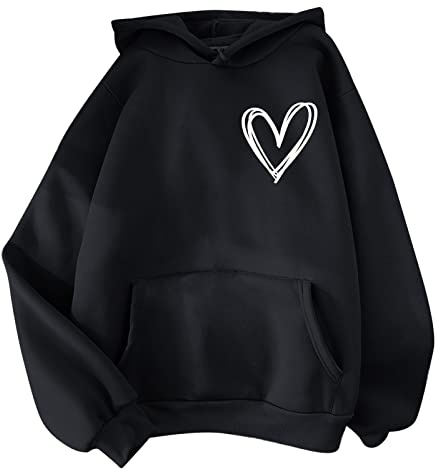 UXSELKCD Hoody Damen mit Kapuze, Oversize Pullover Damen, Hausschuhe, Oversized Frauen, mädchen Sweatshirt, Sweatshirtjacke, Aesthetic, Aesthetic, Hoodie schwarz, Fleecejacke, Women