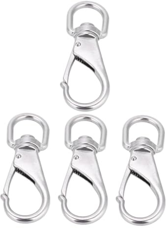Didiseaon 4pcs Stainless Steel Swivel Eye Snap Hooks for Flagpoles Boats Pet Leashes Diving Gear Heavy Duty Hardware with Rotation Easy Open Spring Clasp for Secure Attachment