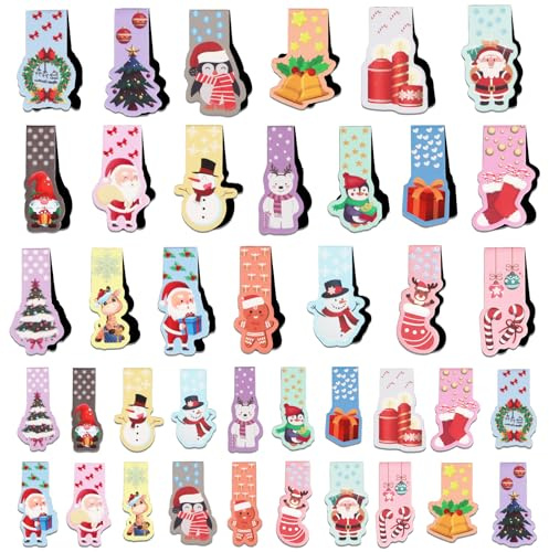 40 Magnetische Lesezeichen Kinder, Lesezeichen Weihnachten, Magnetlesezeichen Weihnachtsgeschenke, Magnet Mitgebsel Weihnachten, Magnetic Bookmarks für Schüler Lehrer Lesen Schule (40pcs)