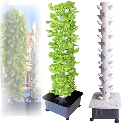 Generico Torre idroponiche per Coltivazione Interna Verticale Kit Torre idroponica Completa, Torre idroponica Verticale Esterna, Agricoltura Verticale, Giardino Intelligente, 15 Strati, 45 Fori