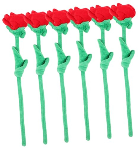HOOTNEE 6 Piezas Rosas de Peluche Decorativas Flexibles con Moldeable de Unidades para Decoración Interior y Exterior Rellenos para Jarrones y Juguetes