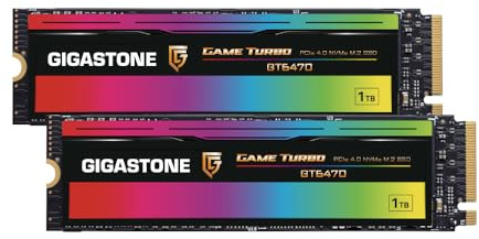 Gigastone M.2 SSD de 1 TB (2 unidades) PCIe 4.0 NVMe SSD 7,000 MB/s interno para juegos, disco duro de estado sólido, actualización de PC, portátil, PS5, velocidad turbo de almacenamiento para