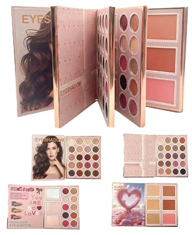 Libro Palette per Trucco | Forniture Trucco Multifunzionali | Blush Guance Naturale | Per Studenti Principianti Professionisti Artisti Sposse Amanti Bellezza Routine Feste