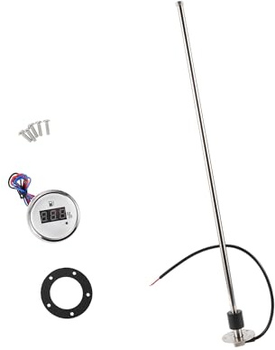 A ABSOPRO Sensor de Nivel de Combustible con Medidor de Combustible para Coche Barco Marino Camión Caravanas Metal Tono Plateado Blanco, 0-190 ohm 737mm Reemplazo artículo