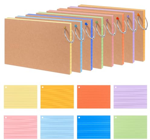 400 Stk Karteikarten A6 Liniert, Flashcards, Lernkarten, Index Flash Cards, Karteikarten Vokabeln, Vokabelkarten, Moderationskarten für Lernen Büro Zuhause Schule, mit Loseblattring(12,5 x 7,6 cm)