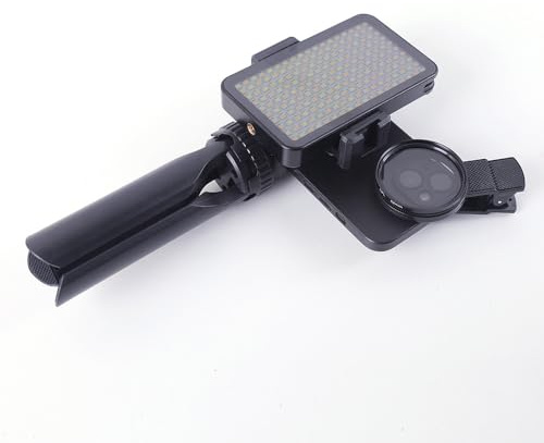 Luce di riempimento per selfie, luce per fotografia del telefono, luce LED regolabile con 120 perline ad alto indice di resa cromatica, batteria ricaricabile da 3000 mAh, obiettivo CPL da 52 mm (2,05