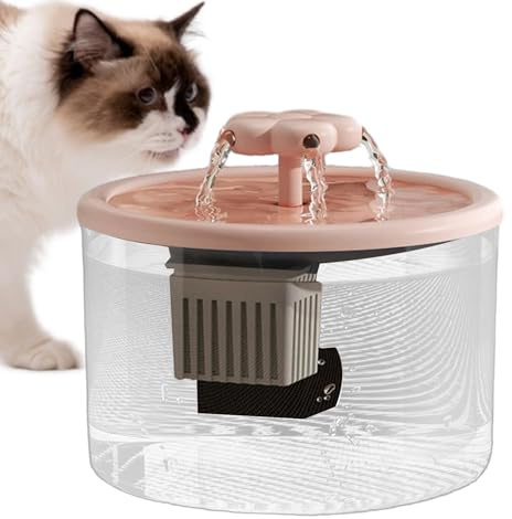 Fontana per Gatti - Dispenser Acqua Animali | Cascata Di Fiori, con Finestre Prospettiche, Automatico Gatto Acciaio con Pompa Ultra Silenziosa, Ultra Silenziosa,Finestra Led, Di F