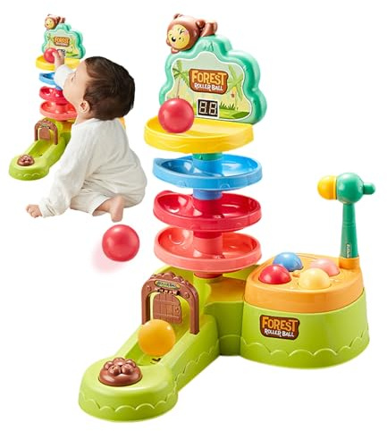 Pound A Ball Spielzeug – Spiele mit zersplitternden Bällen, Hammeraktivitäten für Kinder, buntes Spielset, Holzhammer inklusive, interaktive Motorikaktivität, Sfid