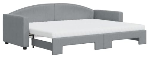 mtlskopl Ausziehbett 80×200 cm Hellgrau mit Matratzen Gästebett Schlafsofa Stoff Metall Holz