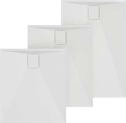 HOROW Duschwanne Flach Duschtasse 120 x 80 x 4 cm | Duschbecken mit Gefälle, Rutschfester Steinoptik, Acryl Duschwanne Komplettset ohne Siphon, Weiß