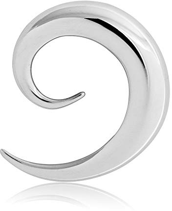 Treuheld® | DEHNSCHNECKE & DEHNSICHEL - Silber - 8 Größen: 1,6-8mm - Ohr Dehner & Dehnungsschnecke für Piercings - Chirurgenstahl 316L (Edel-Stahl) NICKELFREI - Expander für Flesh Tunnel Plugs