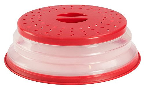 OUCHAN faltbare Mikrowellenabdeckhaube mit Sieb für Obst und Gemüse, BAP-frei und ungiftig rot