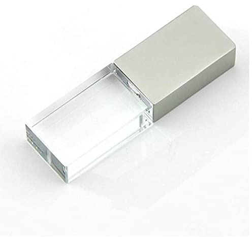 32GB USB 2.0 Flash Drive Crystal Blue LED Light Transparent Glass Clear Pen Thumb Drives Cute Mini Memory Stick Boy Girls Kids Women Men Pendrive Unique Cool Fun Novelty Sweet Wedding Photography Gift