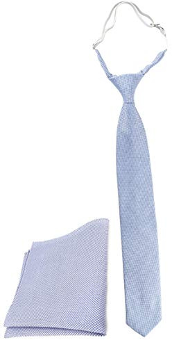 TigerTie Kinderkrawatte Pique vorgebunden mit Gummizug Designer Einstecktuch in blau-weiss gemustert