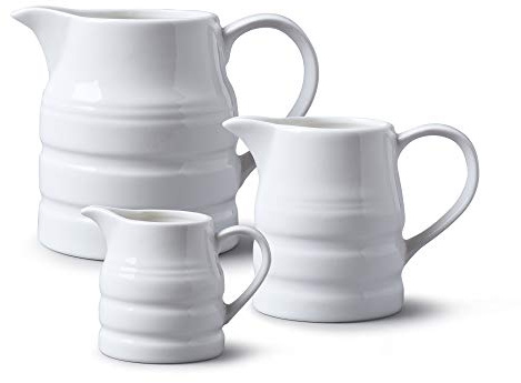WM Bartleet & Sons 1750 TSET3 Porcelain Traditional Churn Jugs Set of 3 (135 ml) White