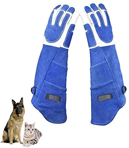 YAOBAO Tierhandschuhe-verdickte Kuhhaut Anti-Biss- / Kratzhandschuhe Schutzhandschuhe, Futterhandschuhe für Hund Katze Vogel Schlange Papagei Eidechse Wildtiere (55 cm),S