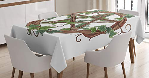 ABAKUHAUS Pentacle Nappe, Vigne Couronne de Lierre, Linge de Table Rectangulaire pour Salle à Manger Décor de Cuisine, 140 cm x 200 cm, Vert Olive Olive
