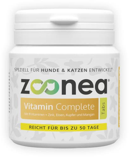 Zoonea® Vitamin Complete 50 Tabs - Multivitamin Komplex für Hunde & Katzen | Hochdosierte Vitamine | Vitamin A, D3, B1, B2, B12, Folsäure, Zink, Eisen, Kupfer und Mangan