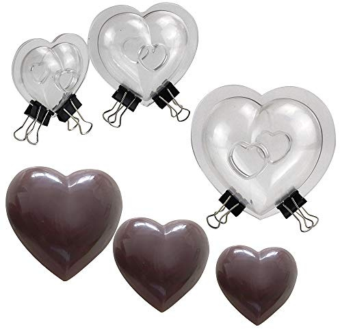 3 Tipo 3D Cuore Stampo per Cioccolato per DIY Decorazione Torta Policarbonato Stampo Cioccolato Candy