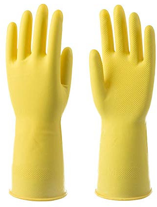Holoras 3 Pairs Reusable Household Gloves, Yellow Rubber Gloves Kitchen Dishwashing Gloves for Kitchen Garden Cleaning and Painting (Yellow)