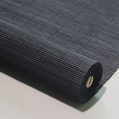 Geovne Schwarz Retro Bambusrollo,Bambus Raffrollo mit Zubehör,UV-Schutz Rollo Bambus,Seitenzug-Rollo,Balkone/Teestuben/Studien Sichtschutz,Natürlich/Atmungsaktiv/Gratfrei (115x130cm/45.3x51.2in)