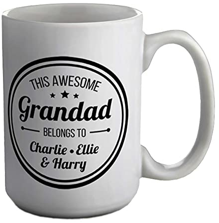 Shopagift Personalised This Awesome Grandad Belongs to White 15oz Large Mug Cup