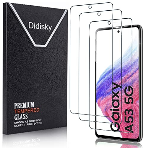Didisky Lot de 3 Protecteur Verre Trempé pour Samsung Galaxy A53 5G, Film Protection écran, résistance aux Rayures, dureté 9H, Pas de Bulles, Haute définition