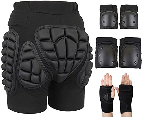 MCWJDSD Protective Pants Children's Snowboard Shorts Men's Women's Protector Pants 3D Padded Protective Gear (Color : C2, Size : 3XL)