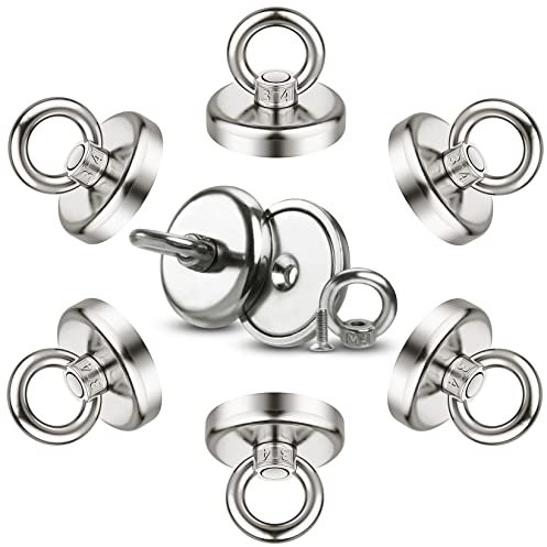 FINDMAG Magnetic Hooks, 8 Pack 100 LBS Super Strong Neodymium Magnetic Hooks, Hook Magnet Heavy Duty, Magnet with Hook Can be Used as Fishing Magnets for Retrieve Items & Salvage in River