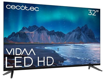 Cecotec Smart TV, Televisor LED de 32 Pulgadas Resolución HD A5 Series ALH50032. Smart TV VIDAA, Sistema Dolby Audio, WiFi Integrado, Salida de Auriculares, Chromecast, 3 HDMI y 2 USB