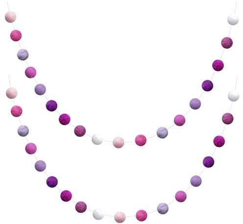 YXJDWEI 3m Filzkugel Girlande 36pcs Bunte Pom Pom 20mm Filzbälle Handgefertigt Hängende Dekoration für Zimmer Party Hochzeit Deko (Lila)