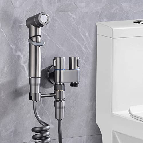 RANRAO 1-in-2-Out-Doppelsteuerventil, Bidet-Vollkupfer-Handbrause mit 1-in-2-Out-Doppelsteuerventil, Wasserhahnspender für Dusche, Badezimmer, Hygiene, WC-Reinigung