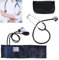 Kit brassard de tension artérielle manuel et stéthoscope: tensiomètre anéroïde pour le haut du bras avec stéthoscope à tête unique, brassard pour adulte, boule de pompe, sac de transport (noir)