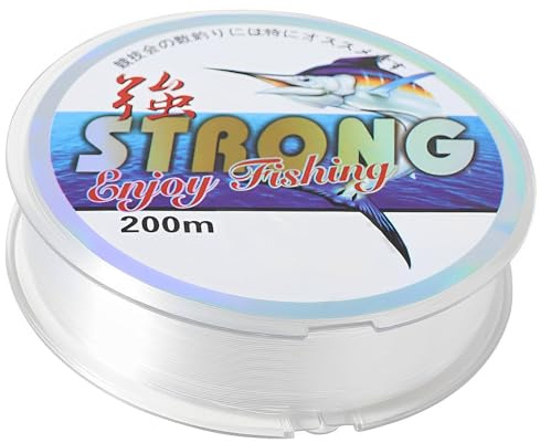 KINDOYO 200m Nylon Fishing Line - 0.26mm Clear Monofilament, Abrasion Resistant, 2.5 Spool