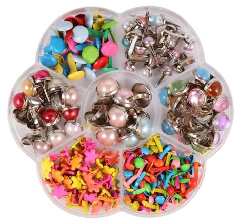 Operitacx 1 Schachtel Blumenpastell Brads Bunte Mini Brads Handgemachte Brads Kunsthandwerk Liefert Brads Versch?nerung Runder Papierverschluss Perlen Brads Kind Metall Pilznägel