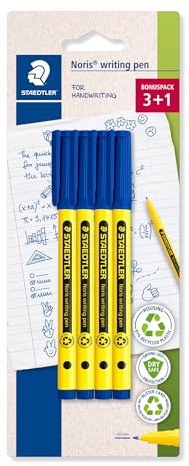 STAEDTLER Noris – handskriftspenna – blå – 4-pack, 307-3 BK4