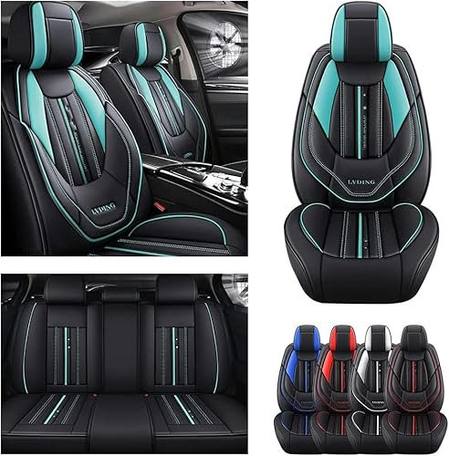 DELPOS Sitzbezüge Auto Autositzbezüge Universal Set für FIAT 500 500X Albea Bravo Ducato Freemont Linea de 2010 2009 2008 2007 Auto Zubehör, Schwarz Grün