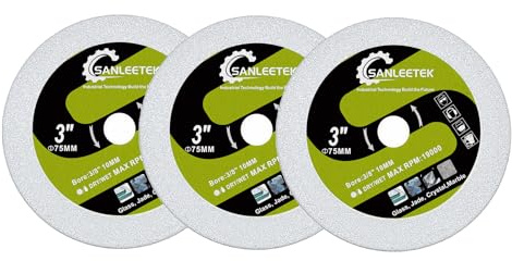 SANLEETEK Diamant Trennscheibe für Glas - 3 Stücke 75mm Diamant Sägeblatt Schneiden und Schleifen für Glas Jade Kristall Weinflasche Fliesen Marmor