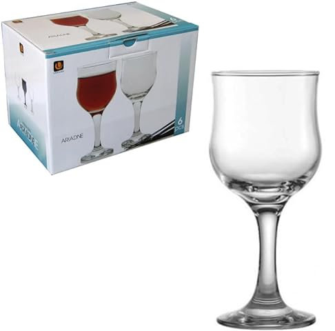 Set 6 calici in Vetro Trasparente per Acqua,da 280 ml,Bevande,Acqua, Vino Bianco Rosso, Bicchieri Moderni,Lavabili in lavastoviglie