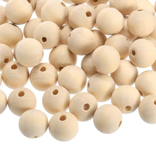 QUARKZMAN 100pz Rotondo Legno Sfere 25mm Diametro Non Finito Massiccio Legno Sfere Naturale Legno Artigianato Palle per Fai da Te Artigianato Progetti Arte Ornamenti