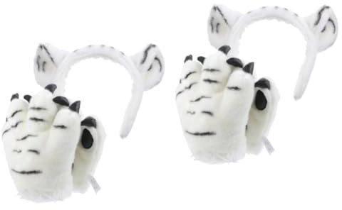 SOIMISS 2sätze Tierpfoten-handschuhe Kuschelige Plüschhandschuhe Mit Tiger-stirnband Für Winter-cosplay Rollenspiele Und Kinderfeste Für Geburtstagsfeiern Und Weihnachtsdekorationen