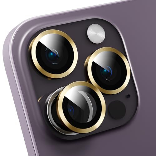 GANGANPRO Camera Lens Protector Compatible with iPhone 13/iPhone 13 Mini,Scratch Resistant,HD Clear Tempered Glass Camera Lens Protection Cover,Case Friendly Easy to Install - Gold