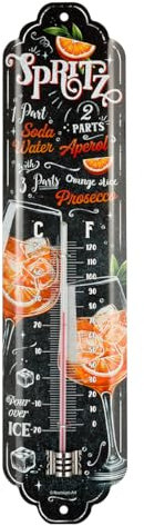 Nostalgic-Art Thermomètre rétro, 7 x 28 cm, Aperol Spritz – Idée cadeau comme accessoire du bar, en métal, design vintage