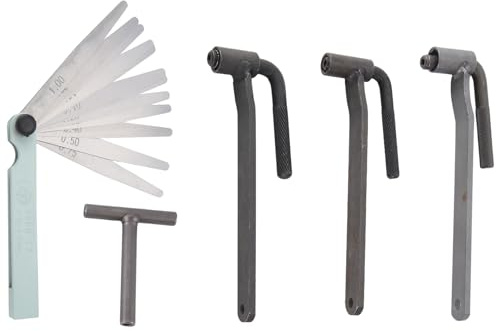 Zhemessy Herramienta Universal de Ajuste de Válvula de Motor de Motocicleta, Llave de Tornillo de Válvula, Llave Tipo T de 8mm, 9mm, 10mm, Galga de Espesores de 0,1-2mm