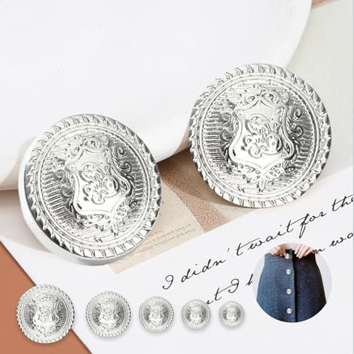 50 PCS Knöpfe Silbrig, Silbrig Knöpfe zum Annähen Dekorative Knöpfe Blazer Knöpfe Silbrig Knöpfe für Mantel Blazer Knöpfe Set Hosen Ersatz Knöpfe für Blazer Anzüge Kochjacke Uniform Jacke DIY (Set C)