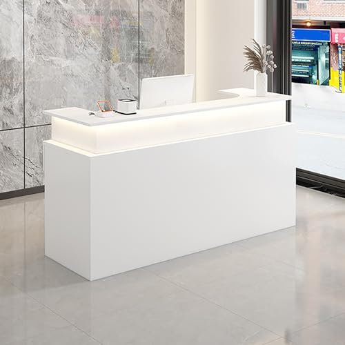 Moderner Empfangstresen mit abschließbarer Schublade und Schrank für Einzelhandel und Salon, Kasse, Weiß, 100 cm